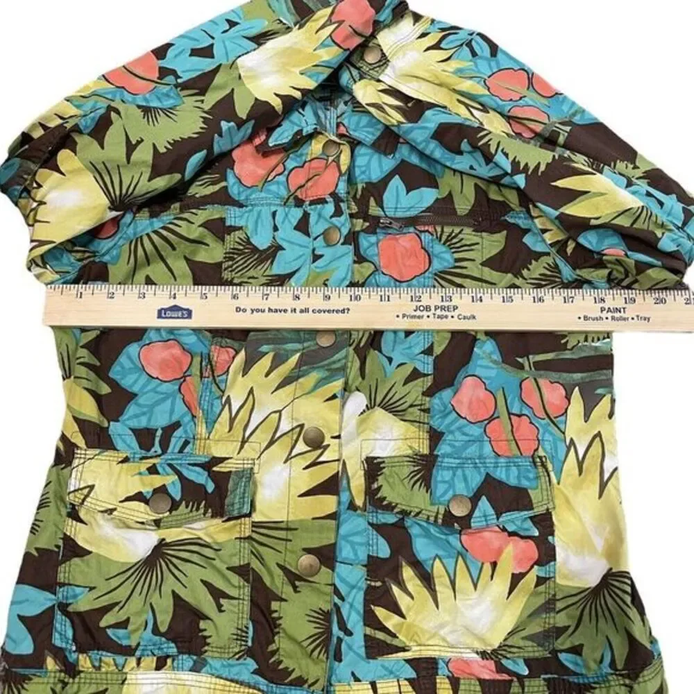 Chicos Tropical Floral Print Denim Jacket Women Size 0 Chicos - XS  Button Front